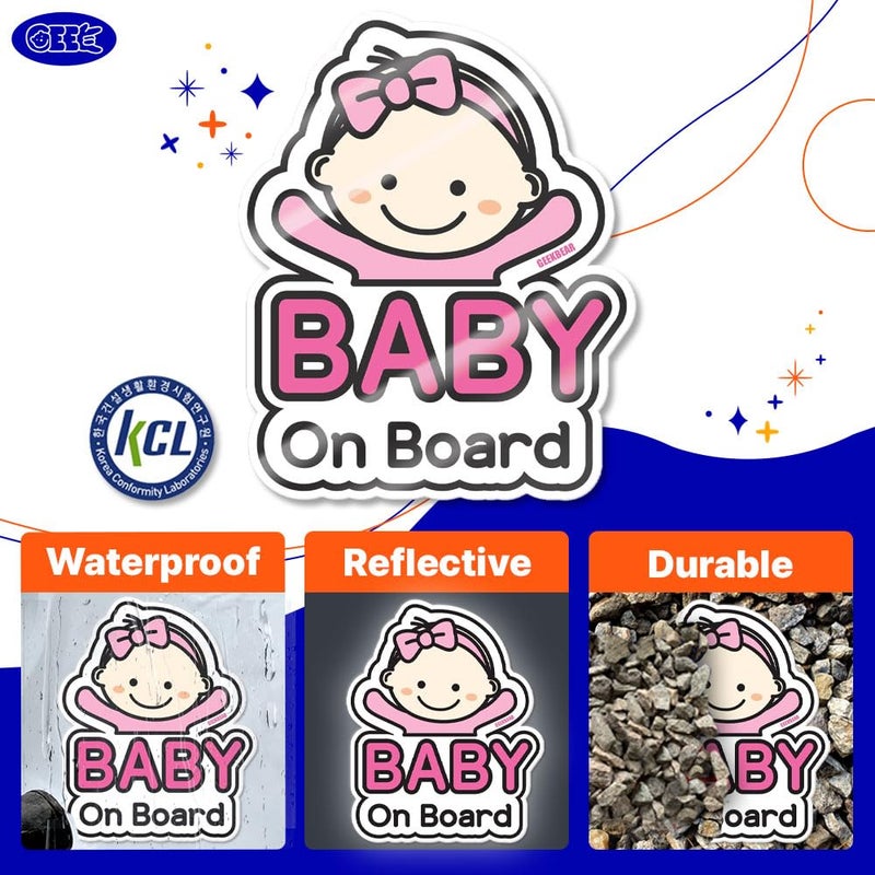 GEEKBEAR Baby on Board Car Sticker - Character Design, Reflective, Weather-Resistant (27. Hiphop Baby) - Image 4